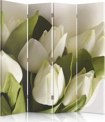 Produktbild von Paravent - Raumteiler White Flower - Dekorativer Raumtrennercm. 145x170 (4 x)