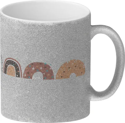 Produktbild von Regenbogen Glitzer-Kaffeebecher