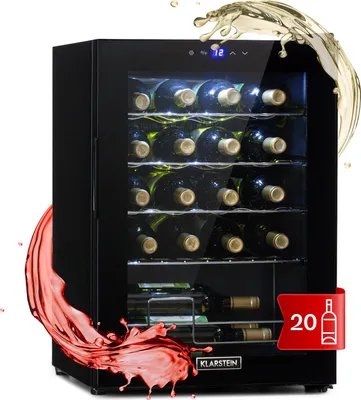Image de Klarstein Cave a Vin sur Pieds, Caves à Vin de 53L avec une Porte en Verre, Cave a Vins à Zone Unique, Bar Intérieur/Extérieur, Frigo vin, Cave a Vin de Vieillissement, Petite Cave à Vin 20 Bouteilles