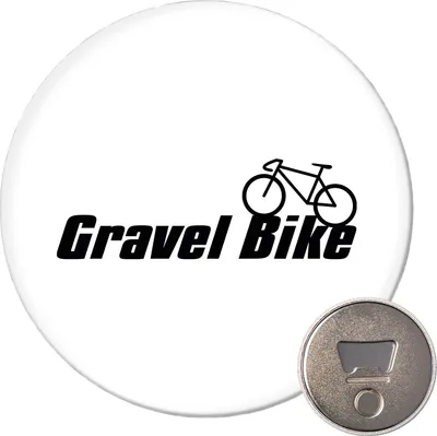 Produktbild von Huuraa Magnet Gravel Bike Fahrrad 59mm Kühlschrankmagnet rund Flaschenöffner Geschenkidee