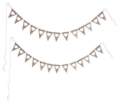 Produktbild von 2 Stück Dreiecksbanner im Landhausstil, weiße Herzen, Jute-Dreiecksbanner zum Ziehen, Hochzeits-, Geburtstags- und Partydekorationen