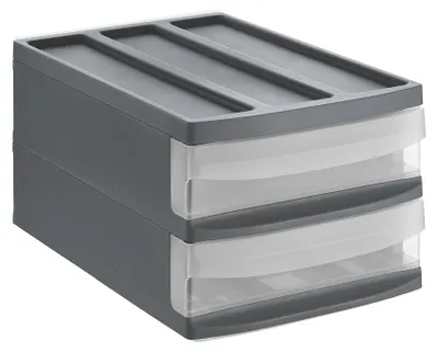 Image de Rotho Box à tiroirs M Duo SYSTEMIX deux tiroirs de 4.5 L chacun - boîte de rangement 39,5 x 25,5 x 20,3 cm - organiseur en plastique - empilable et extensible