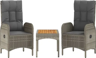 Immagine prodotto di vidaXL Set di 3 pezzi da giardino con cuscini in polirattan grigio