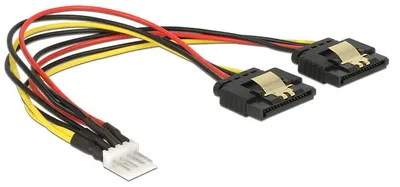 Produktbild von Floppy Stecker > 2x SATA 15Pin Buchse (schwarz/rot, 20cm)