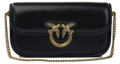 Image de Pinko sac bandoulière femme noir en pur cuir - UNI