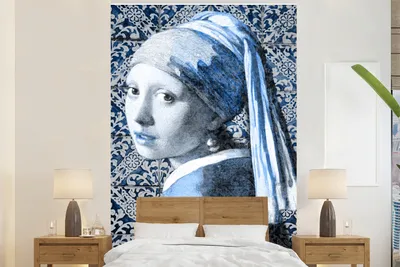 Produktbild von MuchoWow® Fototapete für Wohnzimmer oder Schlafzimmer Wandtapete Vinyl Motivtapete Mädchen mit Perlenohrring - Johannes Vermeer - Delfter Blau - 180x280 cm - Wallpaper