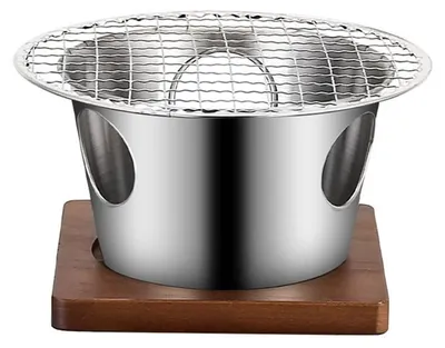 Zdjęcie produktu dla Grill węglowy ze stali nierdzewnej, idealny do użytku w domu i ogrodzie