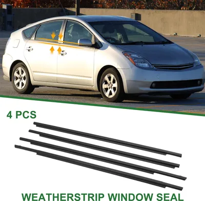 Image de Joint D'Étanchéité De Fenêtre, Bande De Joint De Garniture De Fenêtre, Pour Toyota Prius 2004-2009, PVC, No.7571047010/7572047010/7573047010/7574047010, Noir, 4 Pièces