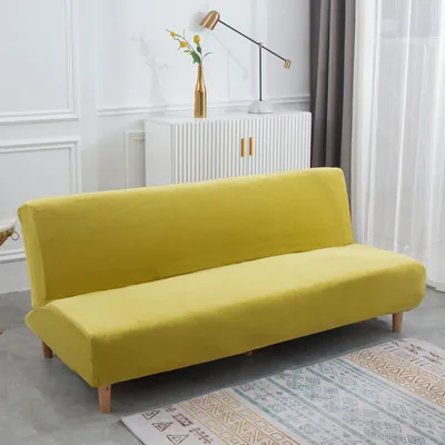 Obrázek produktu pro Easy-Going Stretch Sofa Slipcover Armless Folding Sofa Cover Furniture Protector Plain Futon Cover, žlutý