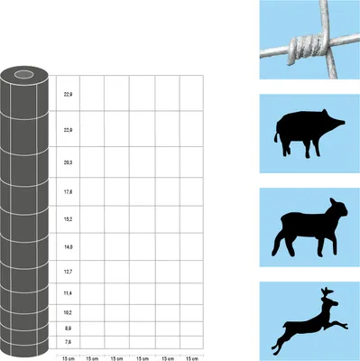 Produktbild von Weidezaun / Knotengeflecht Taurus superschwer, Rollenlänge: 50 m, Kantendrähte: ø 4 mm, Draht: ø 3 mm - Höhe: 164 cm