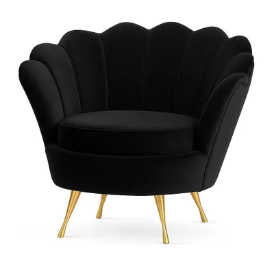 Produktbild von PAWS MÖBEL Muschel-Sessel | Bezug Samt-Stoff | Gestell Metall goldfarben/ schwarz/ chrom | B 87 x T 72 x H 81 cm | schwarz