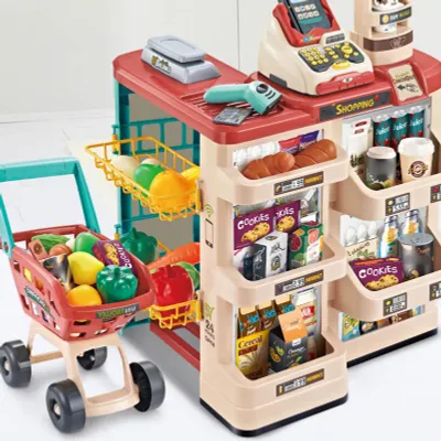 Image de Jouet de simulation de supermarché Puzzle caisse enregistreuse pédagogique Maison de jeu pour enfants en bas âge