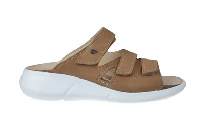 Obrázok produktu pre Finn Comfort Kiribati Tan Classic dámske mule s vyberateľnou koženou stielkou NOVINKA - Dámske mule / oddeľovače prstov, béžové, kožené (nubuk)