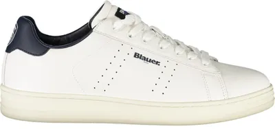 Produktbild von Weiße Herrensportschuhe mit blauen Akzenten und stilvollem Print