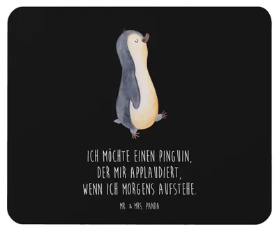 Produktbild von Mr. & Mrs. Panda Mauspad Pinguin marschieren - Schwarz - Geschenk, computer, Aufstehen, Schwester, notebook, Mousepad, Mouse Pad, laptop, Familie, Unausgeschlafen