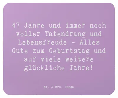 Produktbild von Mr. & Mrs. Panda Mauspad Spruch 47. Geburtstag - Lavendeltraum - Geschenk, Geburtstagssprüche, Happy Birthday, Glückwünsche, Geburtstagsgeschenk, Alter, laptop, Mousepad