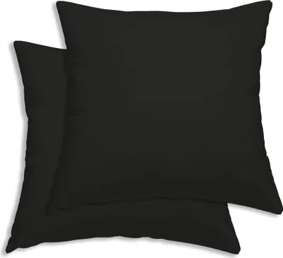 Produktbild von 2er Set Kissenbezug Kissenhülle Kopfkissenbezug Hüllen Uni Renforce Baumwolle, Farbe:schwarz, Größe:80x80 cm