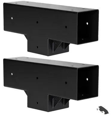 Immagine prodotto di Connettore per pali VEVOR, confezione da 2, angolo a T per pali con dimensione interna di 92 x 92 mm, staffe per pergola a 3 vie, set di staffe per gazebo con viti