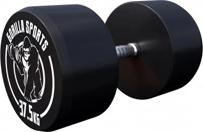 Produktbild von GORILLA SPORTS® Kurzhanteln - Einzeln, 37,5 kg, Gummi, Gusseisen Kern, rutschfeste, gerändelte Griffe, Schwarz - Rundhanteln, Gewichte, Hantelset, Kurzhantelset, Dumbbells