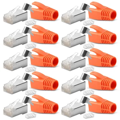 Produktbild von 10x Netzwerkstecker CAT7 CAT6 CAT6A RJ45 Netzwerk Stecker vergoldete Kontakte