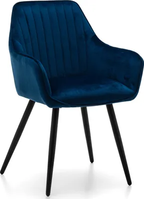 Produktbild von NEW HOME Stuhl PASSO gespolsterter Esszimmerstuhl Wohnzimmerstuhl mit Steppung - dunkelblau - moderne Samt Velours Möbel