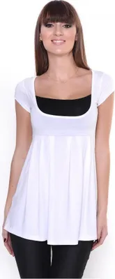 Produktbild von Damen Longshirt Shirt weit geschnitten Top 2 in 1 Optik Weiß/S/M 36/38