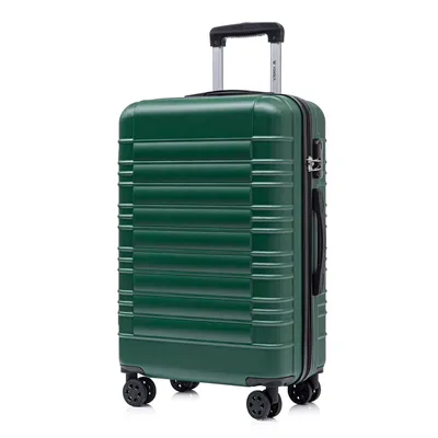 Produktbild von Koffer Trolley Reisekoffer Suitcase, Rollkoffer Handgepäck ,mit 4 Rollen360°, Hartschalenreisekoffer, Zahlenschloss, Weicher Gummigriff (L,Dunkelgrün)