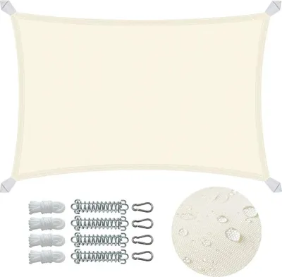 Produktbild von VOUNOT® Wasserdicht Sonnensegel Rechteckig mit Befestigung Set, 3x5m, Beige