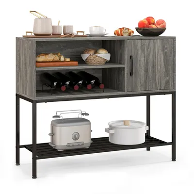 Produktbild von GOPLUS Sideboard Küche, Küchenschrank mit abnehmbarem Weinregal, Buffetschrank mit Metallablage, 100 × 35 × 83 cm, Grau