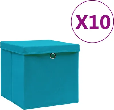 Produktbild von Aufbewahrungsboxen mit Deckeln 10 Stk. 28x28x28 cm Babyblau
