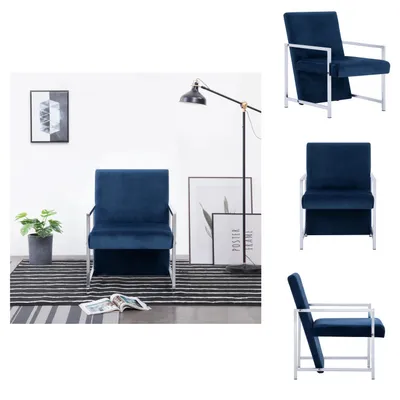 Image de vidaXL Fauteuil avec pieds chromés Bleu Velours - Fauteuil