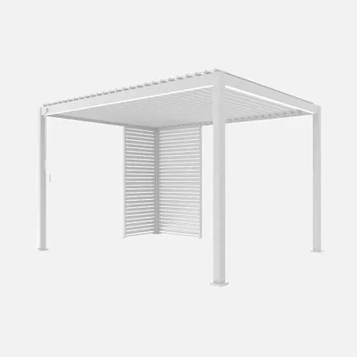 Produktbild von sweeek - Bioklimatische Pergola Aluminium 3x4m + 1 Lamellenwand 100 cm + 1 Lamellenwand 130 cm Triomphe - Weiß