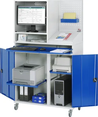 Produktbild von Rau Computer-Schrank 67T mit Monitorgehäuse T520mm, B1100xT520xH1895mm, mobil
