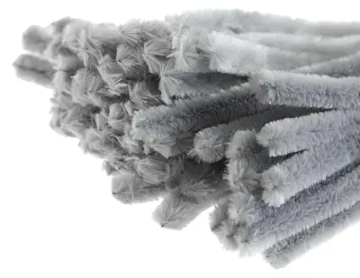 15 Draht, Pfeifenreiniger Ø 15 mm Länge 30cm CHENILLE hellgrau