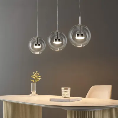 Produktbild von KOSILUM - Hängeleuchte, Metall und Glas - Transparent und verchromt - Gica