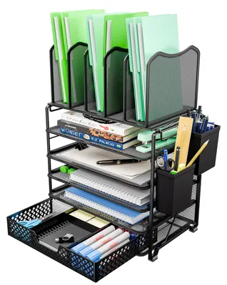 Immagine prodotto di Organizzatore da scrivania a 5 scomparti, con cassetti in plastica