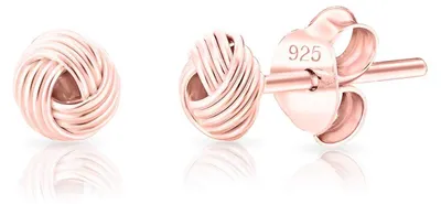 Obrázek produktu pro Náušnice ze stříbra 925 s růžovým zlatem, zapínání na knoflík, průměr 9 mm