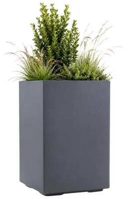 Immagine prodotto di HowHomely: Vaso da fiori, contenitore per piante, vaso da giardino, H60x40x40 cm, su ruote, grigio, decorativo