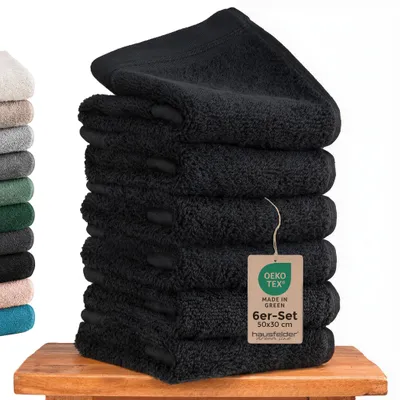 Produktbild von Hausfelder Gästehandtücher Set Handtücher (Schwarz, 6 Gästehandtücher)