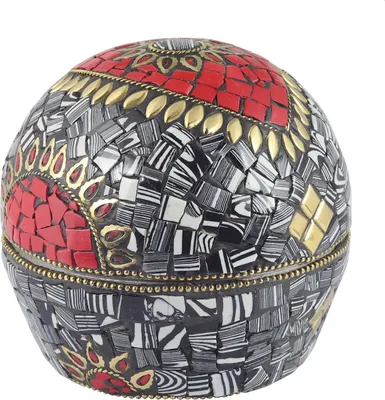 Produktbild von Schmuckdose aus Indien - Schatulle - Dose - Mosaik - Modell 02 Durchmesser 9 cm