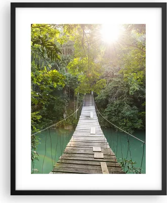 Produktbild von Gerahmtes Poster - Schwarzer Rahmen - Brücke Seil Dschungel - 40x50 cm - Wand Bild - Wanddeko - Wandbilder - Kunstposter - Wandposter - Bilderrahmen - Bilder - Kunstdruck - P2BPA40x50-4397