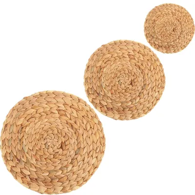 Produktbild von Set aus 3 runden Platzdeckchen aus Wasserhyazinthe