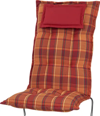 Produktbild von Auflage Hochlehner Rom 2136 orange-rot kariert 123x50x9 cm KETTtex