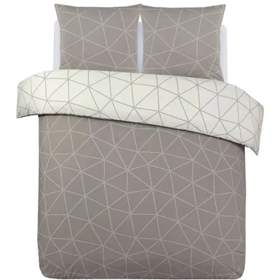 Produktbild von Bettbezug-Set - VISION - Hugo - Wendeset - 240 x 220 cm - 2 passende Kissenbezüge 65 x 65 cm - Beige - 100 % Baumwolle
