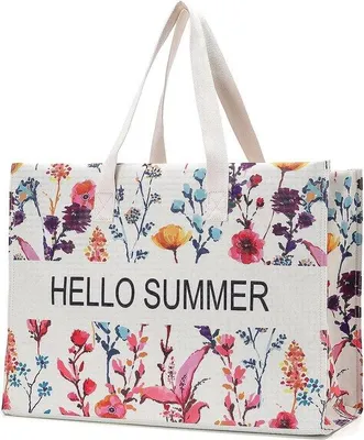 Produktbild von Famanu Strandtas XXL - große Einkaufstasche mit Reißverschluss, Blumenmuster