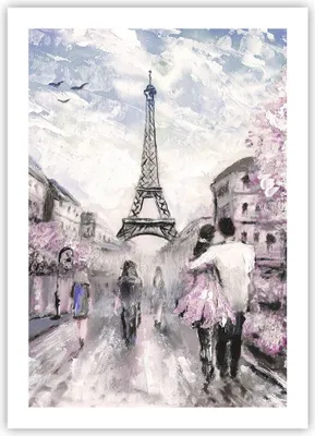 Produktbild von Poster - Poster ohne Rahmen - Paris Weg Illustration eiffle - 50x70 cm - Wand Bild - Wanddeko - Wandbilder - Kunstposter - Wandposter - Bilder - Kunstdruck - Wandbild - P2XPA50x70-3149
