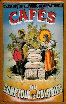 Produktbild von Blechschild Cafes Comptoir Colonies Paris Kaffee Schild Kaffeewerbung