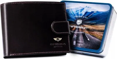 Produktbild von Große Herren-Geldbörse aus Leder mit Druckknopfverschluss - Peterson
