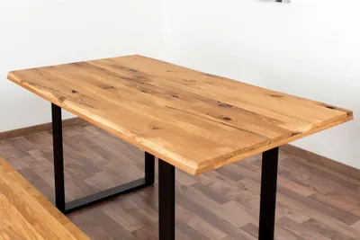 Produktbild von Esstisch Wooden Nature 413 Eiche massiv geölt, Tischplatte rustikal - 160 x 90 cm (B x T)