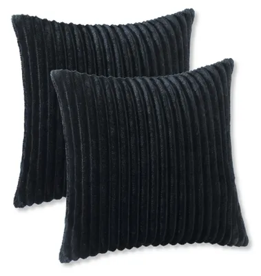 Produktbild von Kuscheli® 2er Set Kissenbezug im Doppelpack Cashmer Touch Fleece Kissenhülle, Sofakissen Kopfkissenbezug Kissenbezüge Couchkissen, Farbe:Schwarz, Größe:2x 40x40 cm